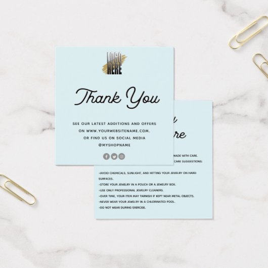 Schmuckkarte Danke mit dem Logo Blau (Büro)