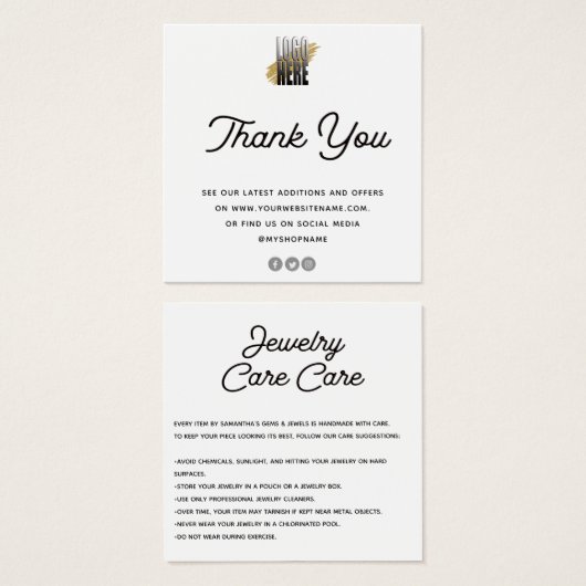 Schmuckkarte Danke mit Logo   (Vorne & Hinten)
