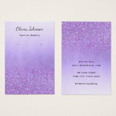 Schmuckkarte des Lila Glitzer Boho Ohrring (Vorne & Hinten)