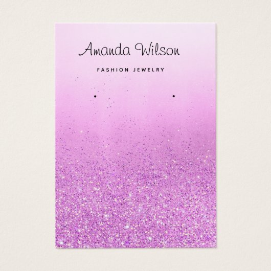 Schmuckkarte des Lila Glitzer Boho Ohrring (Vorderseite)