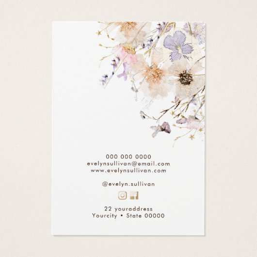 Schmuckkarte für getrocknete Wildblumen (Rückseite)