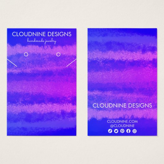 Schmuckkarte für lila Ohrringe (Vorne & Hinten)