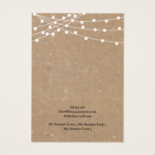 Schmuckkarte, rustikale String-Lichter (Rückseite)