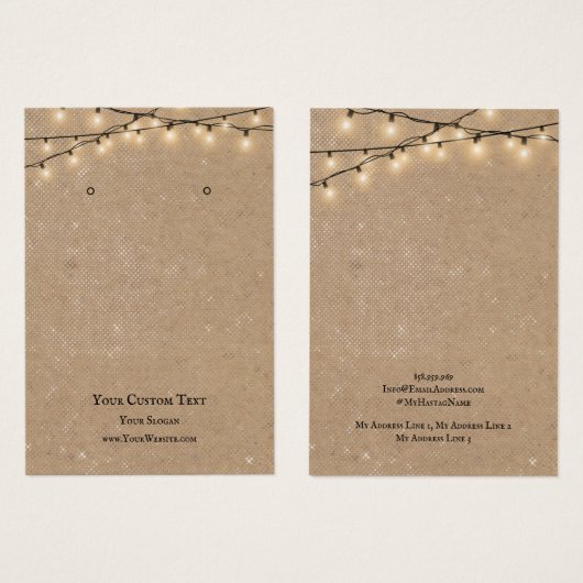 Schmuckkarte, rustikale String-Lichter (Vorne & Hinten)