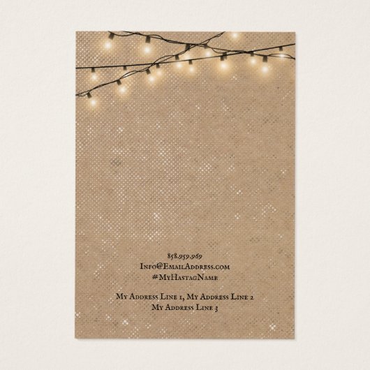 Schmuckkarte, rustikale String-Lichter (Rückseite)
