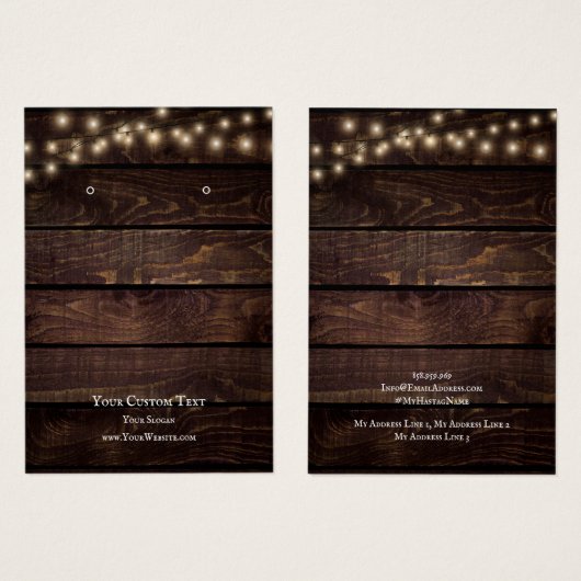 Schmuckkarte, rustikale String-Lichter (Vorne & Hinten)