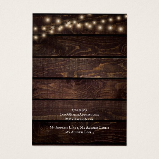 Schmuckkarte, rustikale String-Lichter (Rückseite)