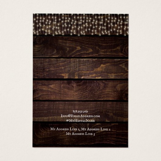 Schmuckkarte, rustikale String-Lichter (Rückseite)