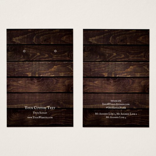 Schmuckkarte, rustikales dunkles Holz (Vorne & Hinten)