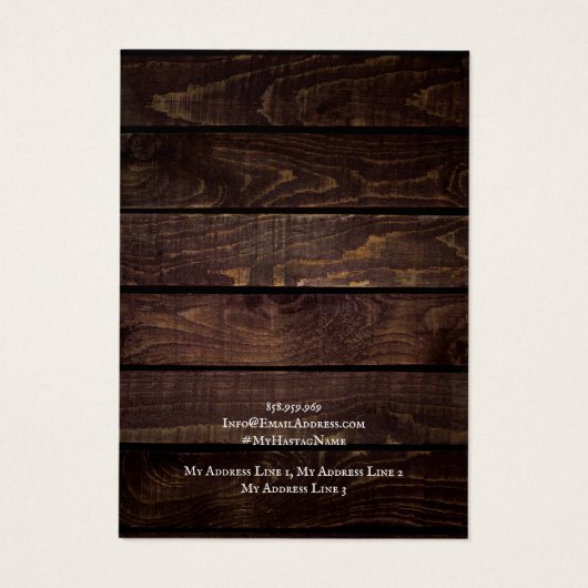 Schmuckkarte, rustikales dunkles Holz (Rückseite)