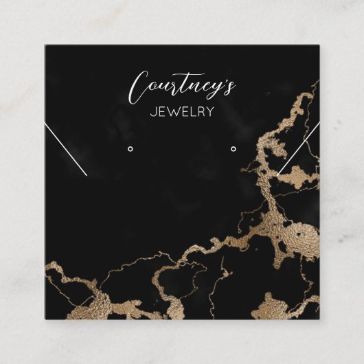 Schmuckkarten aus schwarzem Marmor und Gold Quadratische Visitenkarte (Vorderseite)