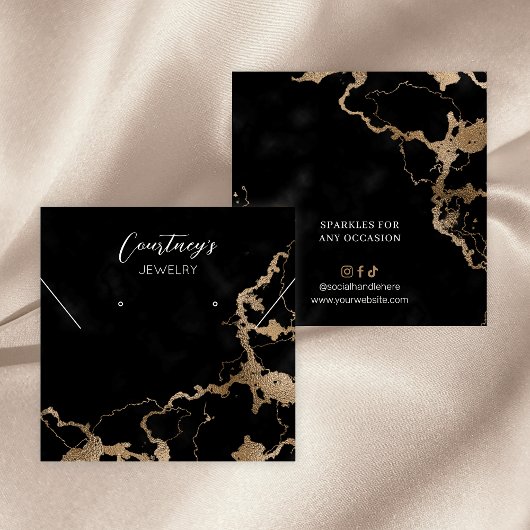 Schmuckkarten aus schwarzem Marmor und Gold Quadratische Visitenkarte