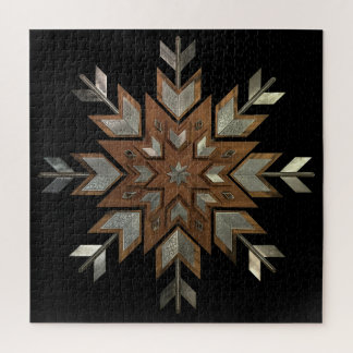 Schmuckkasten Tigerwood mit geätztem Stahl Puzzle