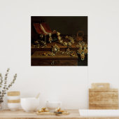 Schmuckkorb auf einem Tisch Poster (Küche)