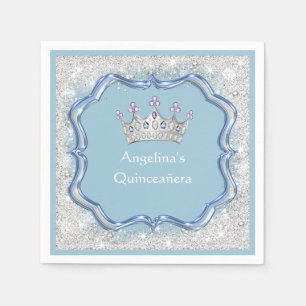 Schmuckkronen aus Quinceanera, Glas, Silberter Gli Serviette