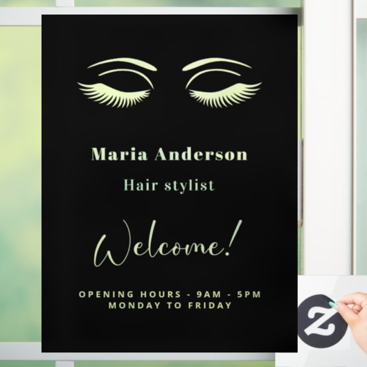 Schmuckkünstler Öffnungszeiten willkommen Schwarz Fensteraufkleber (Zuhause)