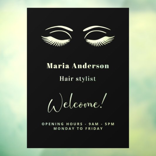 Schmuckkünstler Öffnungszeiten willkommen Schwarz Fensteraufkleber (Blatt 3)