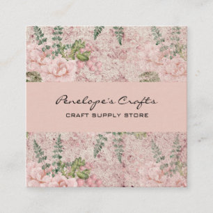 Schmucklose rosa Blumen Business Card im Quadrat Quadratische Visitenkarte