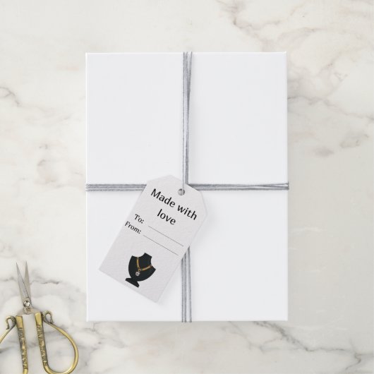 Schmuckmarke. Schmucketikett Geschenkanhänger (Mit Garn)