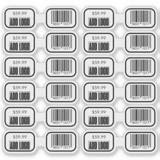 Schmuckpreislabel mit Firmenlogo und Strichcode Aufkleber (Vorderseite)