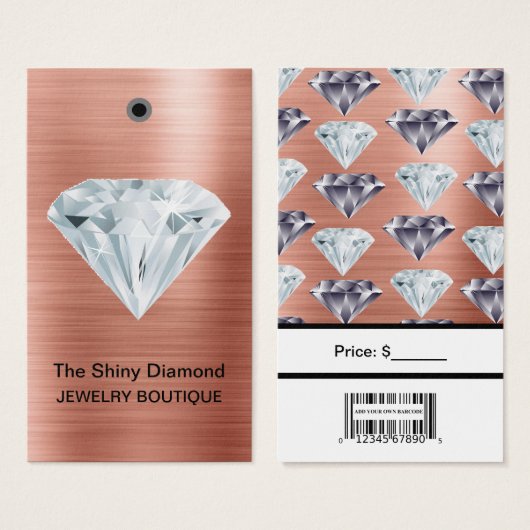 Schmuckpreismarken Diamant Rose Gold mit Barcode (Vorne & Hinten)