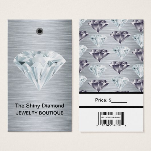Schmuckpreismarken Diamantsilber mit Barcode (Vorne & Hinten)