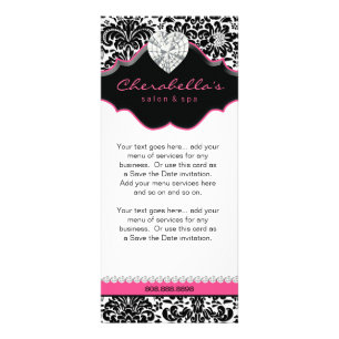 Schmuckrackkarte Damask White Black Pink Floral 2 Werbekarte