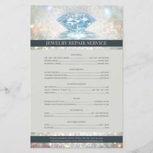 Schmuckreparaturpreisliste Sparkling Diamant Flyer (Vorne)