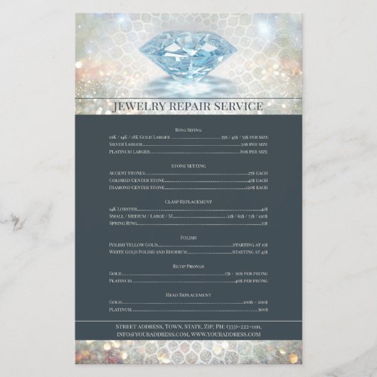 Schmuckreparaturpreisliste Sparkling Diamant Flyer (Vorne)