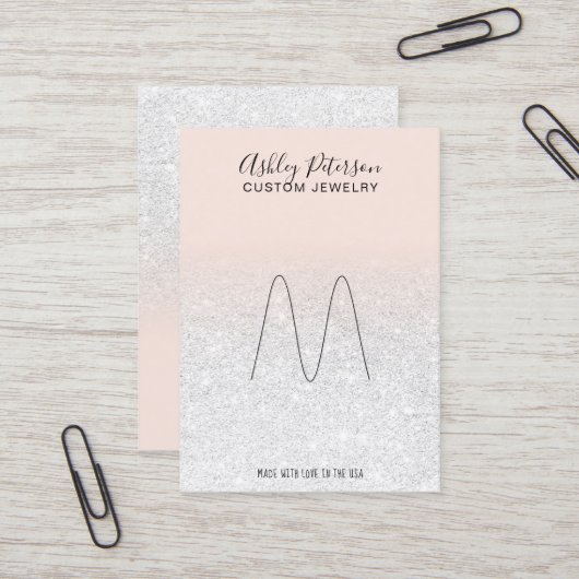 Schmuckring in Rosa, weißer Glitzer Visitenkarte (Vorderseite/Rückseite Beispiel)