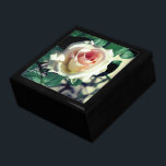 Schmuckschachtel für Weißrosen<br><div class="desc">Weiße Rose mit rosa Mitte auf dunklen Blätter druckend auf Kacheln. Ein besonderes Geschenk für jemanden in Erwägung zu ziehen? Man muss kein Handwerker oder Künstler sein. Ein Foto für Ihren Urlaub, Abschluss, Geburtstag, Ruhestand, Erwärmung - etc. funktioniert gut. Das Hinzufügen einer besonderen Nachricht schafft mehr als ein Geschenk -...</div>