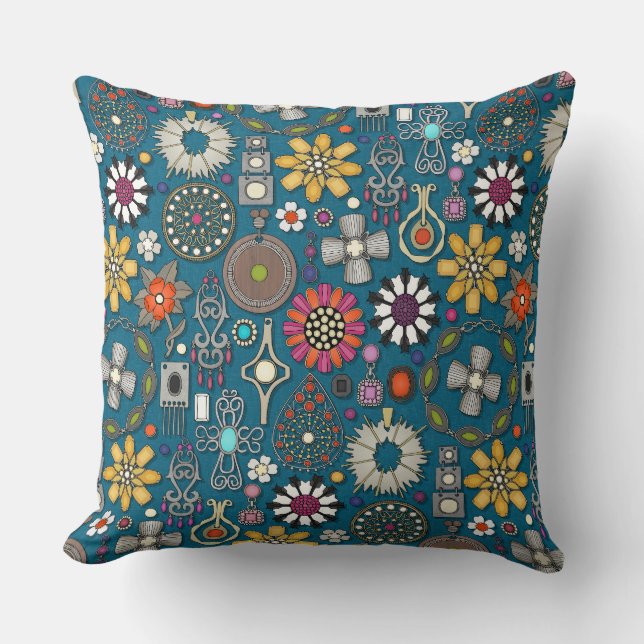 Schmuckschätze pacock blau kissen (Vorderseite)