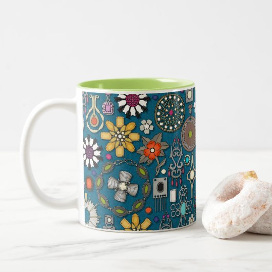Schmuckschätze pacock blau zweifarbige tasse (Mit Donut)