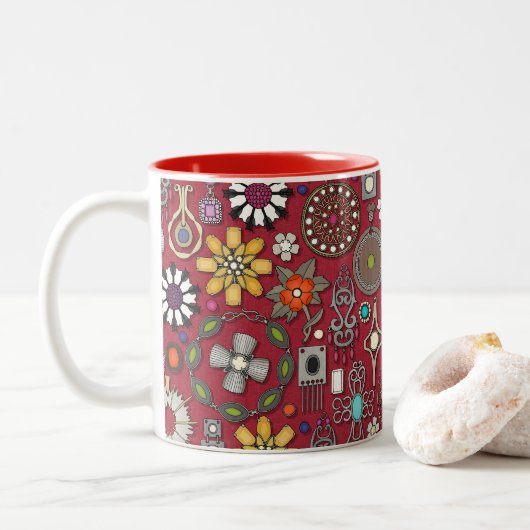Schmuckschätze rot zweifarbige tasse (Mit Donut)
