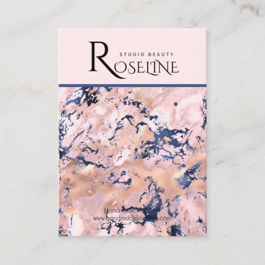 Schmuckschmuck aus Marmor in Rosa Navy Blush Visitenkarte (Vorderseite)
