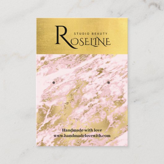 Schmuckschmuck aus rosa und goldfarbenem Marmor Visitenkarte (Vorderseite)