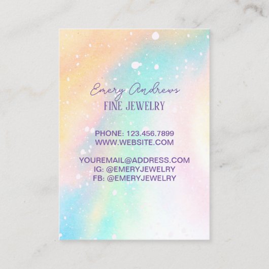 Schmuckschmuck mit einfacher Wasserfarbe - Anzeige Visitenkarte (Rückseite)