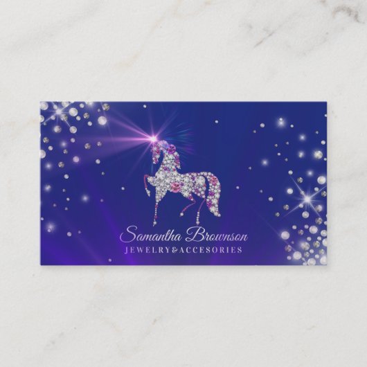 Schmucksteine Edelsteine Diamond Lila Navy Unicorn Visitenkarte (Vorderseite)
