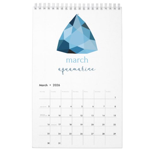 Schmucksteine Kalender (Mär 2026)