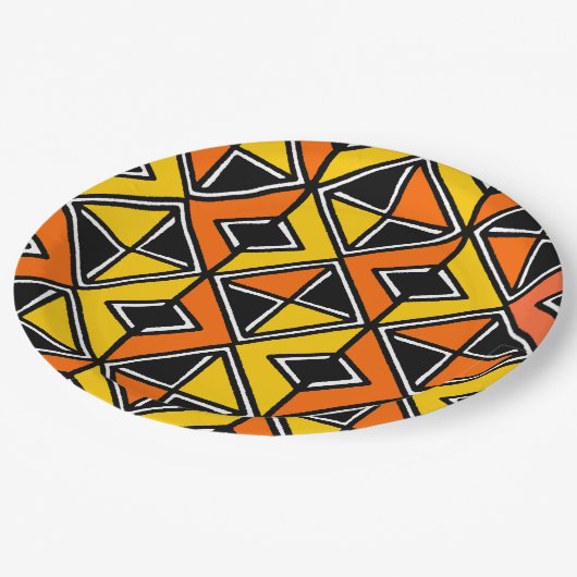 Schmuckstoff Stil 100215(2) - Bernstein und Orange Pappteller (Schrägansicht)