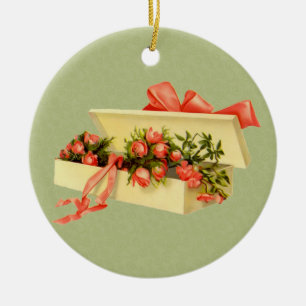 Schmuckstück mit Vintage-Motiv: Rosenstrauß Keramik Ornament