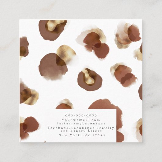 Schmuckstück | SchmuckEarring | Leopard Quadratische Visitenkarte (Rückseite)