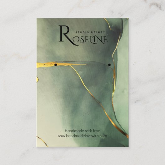 Schmuckstücke aus Glitzer in Aquarellgrün Visitenkarte (Vorderseite)