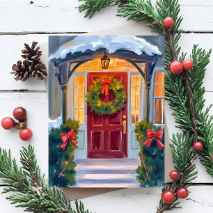 Schmückt die Hallen   Weihnachts- und Winterurlaub Feiertagskarte