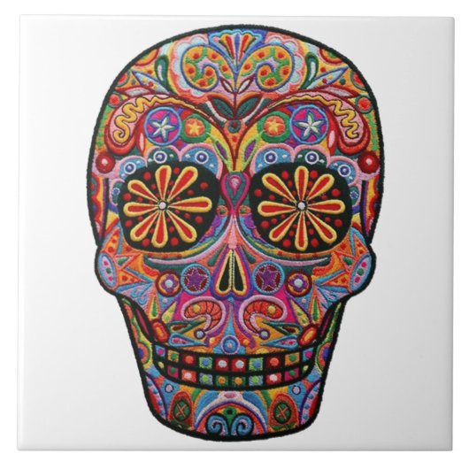 Schmückt Kachel stickt Totenkopf (Vorderseite)