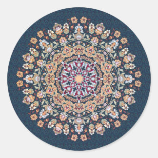 Schmückt Tazhib der persischen Kunst Grund blauer Runder Aufkleber