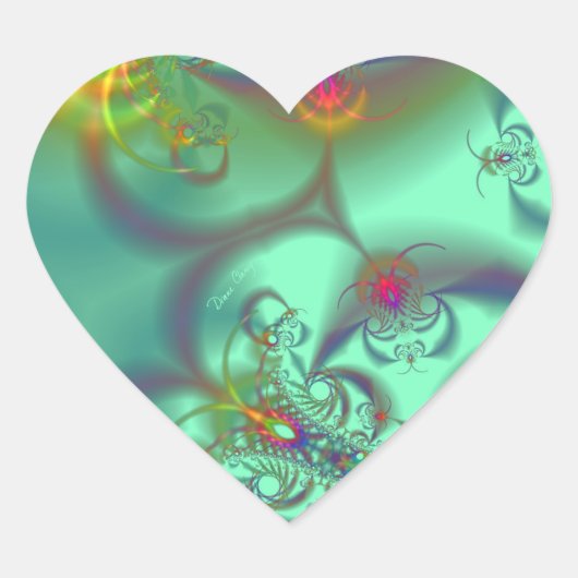 Schmucktreppe - Abstraktes Emerald Kaleidoskop Herz-Aufkleber (Vorderseite)