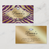 Schmuckzebra-Geschäfts-Karten-Schein-lila Gold 2 Visitenkarte (Vorne/Hinten)