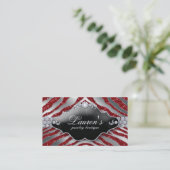 Schmuckzebra-Visitenkarte-Schein-Rot SB Visitenkarte (Stehend Vorderseite)