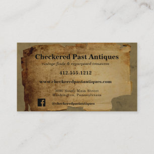 Schmuddelige Vintage zerrissene Papier Antiquität Visitenkarte